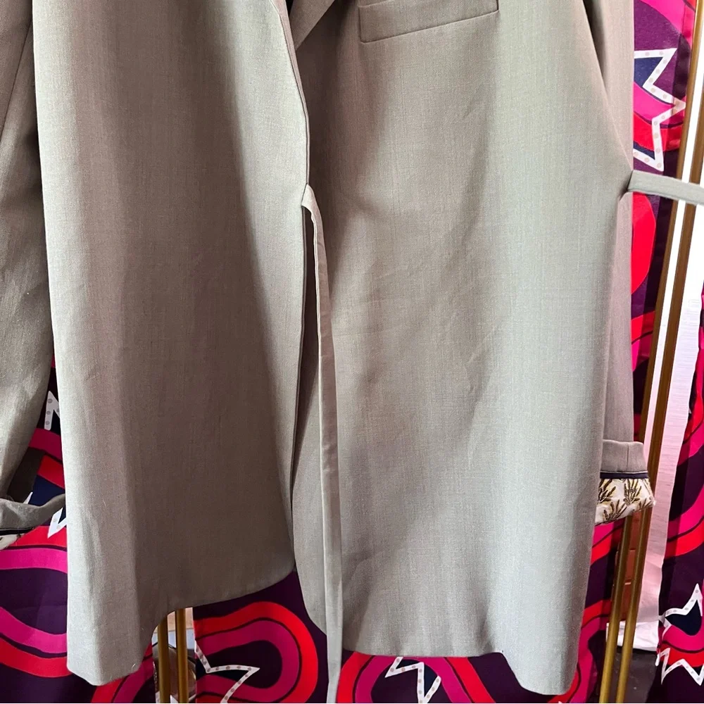 Chloe Wool Twill Jacket Side Tie Blazer Grey France Embroidered Belted Belt Rare - Picture 6 of 15
